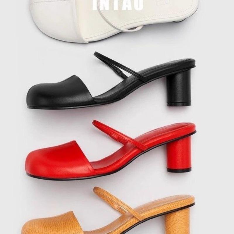 New High Heels Women Slippers Chunky Mules Shoes 2025 Trend Slingabck Sandals Summer Designer Sexy Woman Pumps Zapatillas Mujer