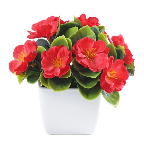 

Small Artificial Cherry Blossom in Pot Faux Peach Flower Potted Plants for Home Wedding Table Decoration красный