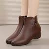 Autumn wear soft leather small short boots New winter velvet warm thickened medium single boots