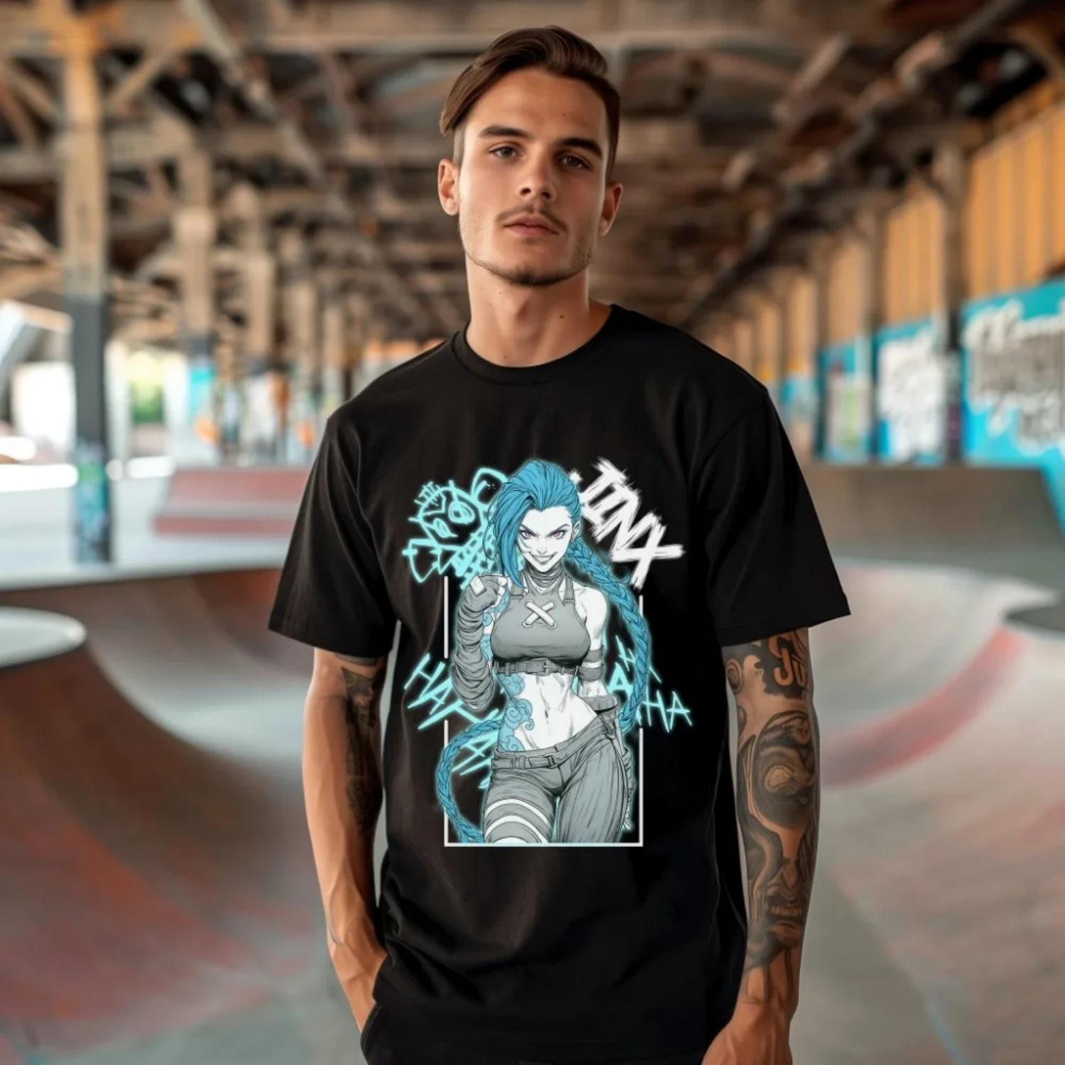 

Hot Anime Arcane T-shirt Man Women Harajuku O-neck Summer Casual Shirt S чёрный