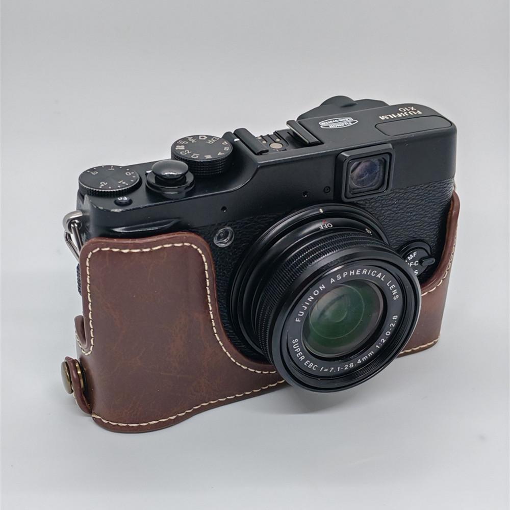 PU Leather Camera Half Case For Fujifilm X10 X20 Fuji X10 X20 Protective Base Bottom Battery Opening Cover