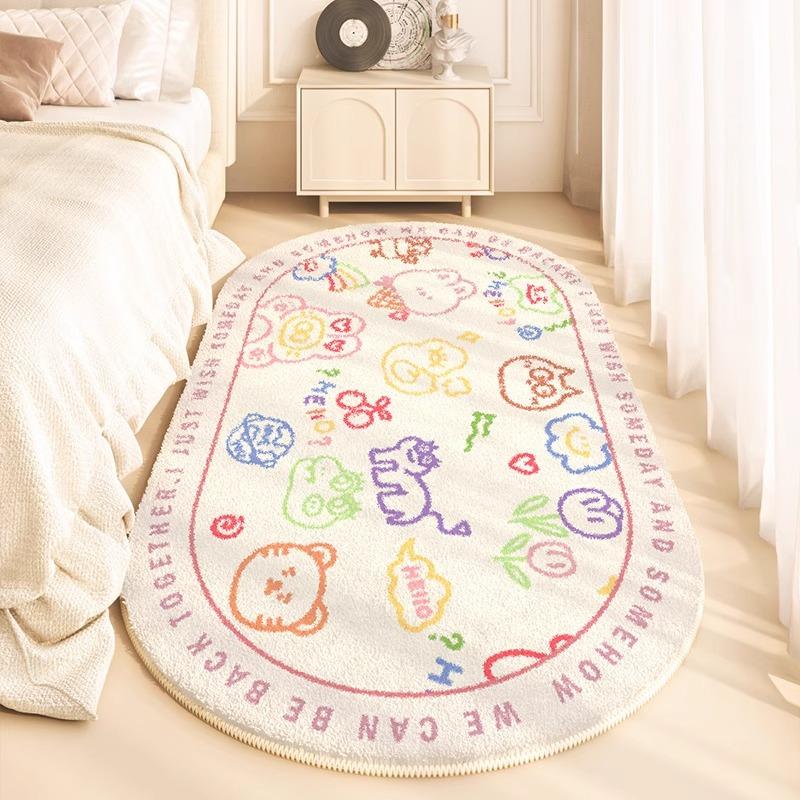 Korean Runner Rug Modern Simple Fluffy Bedside Carpet Fashion Light Luxury Ins Cream Style Home Decoration Sofa Mats  Alfombra