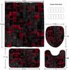 Red Grid 3D Visual Geometry Art Shower Curtains Washable Fabric Polyester For Bathtub Art Bathroom Decor With Hooks Waterproof