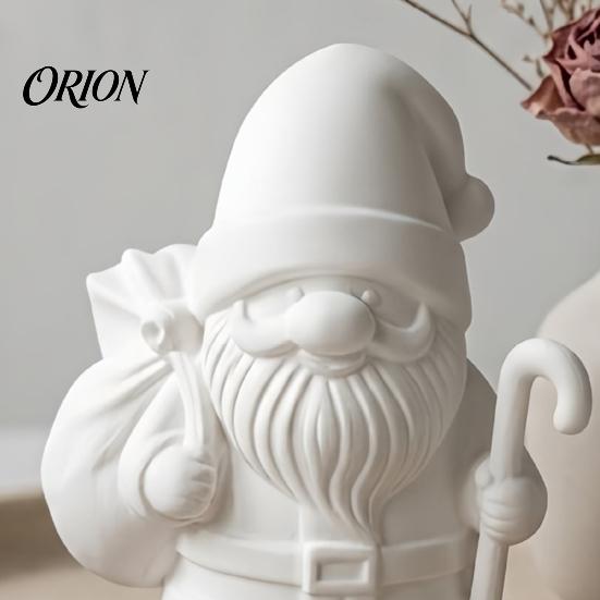 DIY Christmas Decoration 3D Printed Santa Claus Figure for Painting, Tabletop Holiday Decor Ornament, White Resin Figurine Desk Shelf Display Handmade