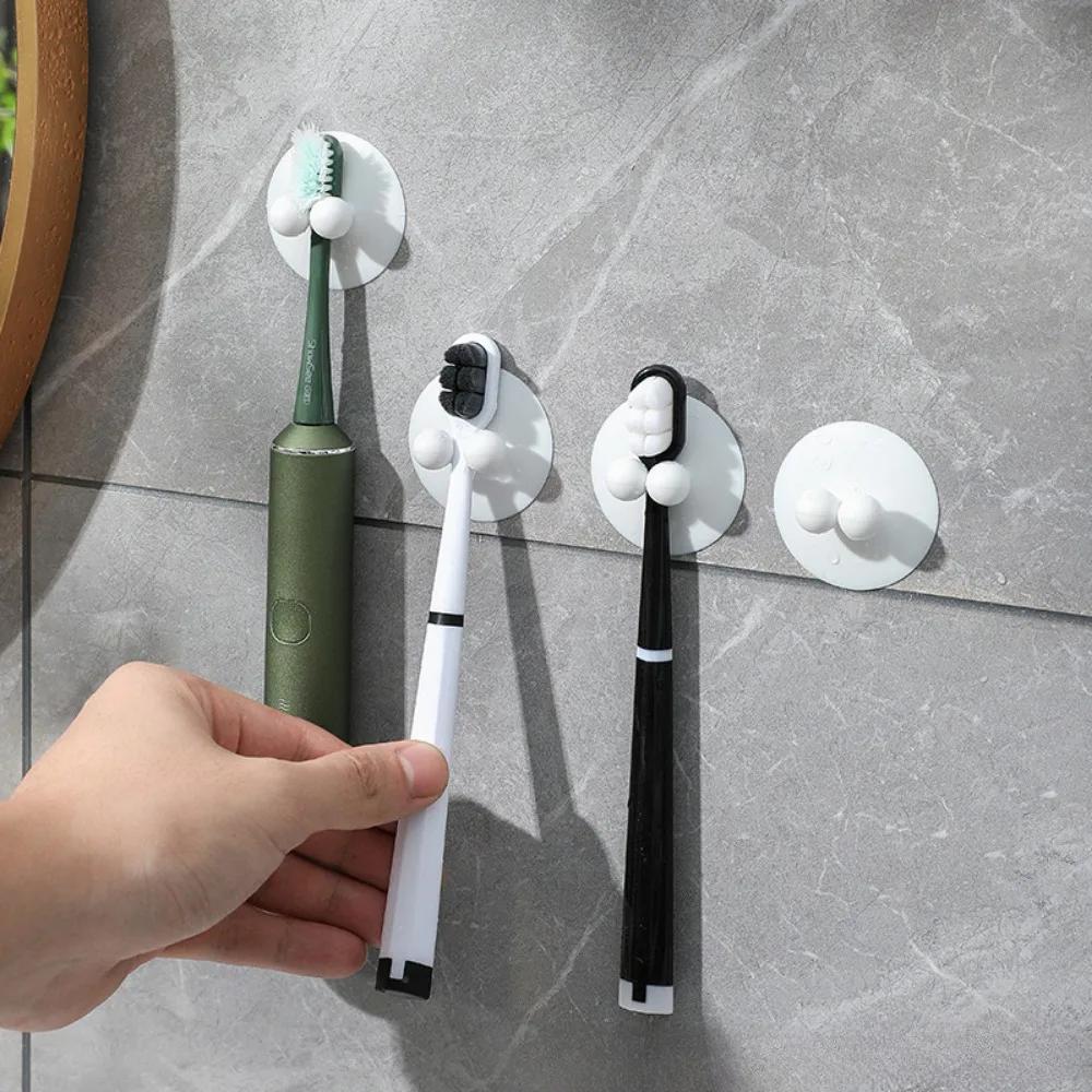 2PCS Toothbrush Suction Cup Wall Mounted Suction Cup Electric Toothbrush Holder No-hole Storage Rack Suction Cup Hooks Shelf