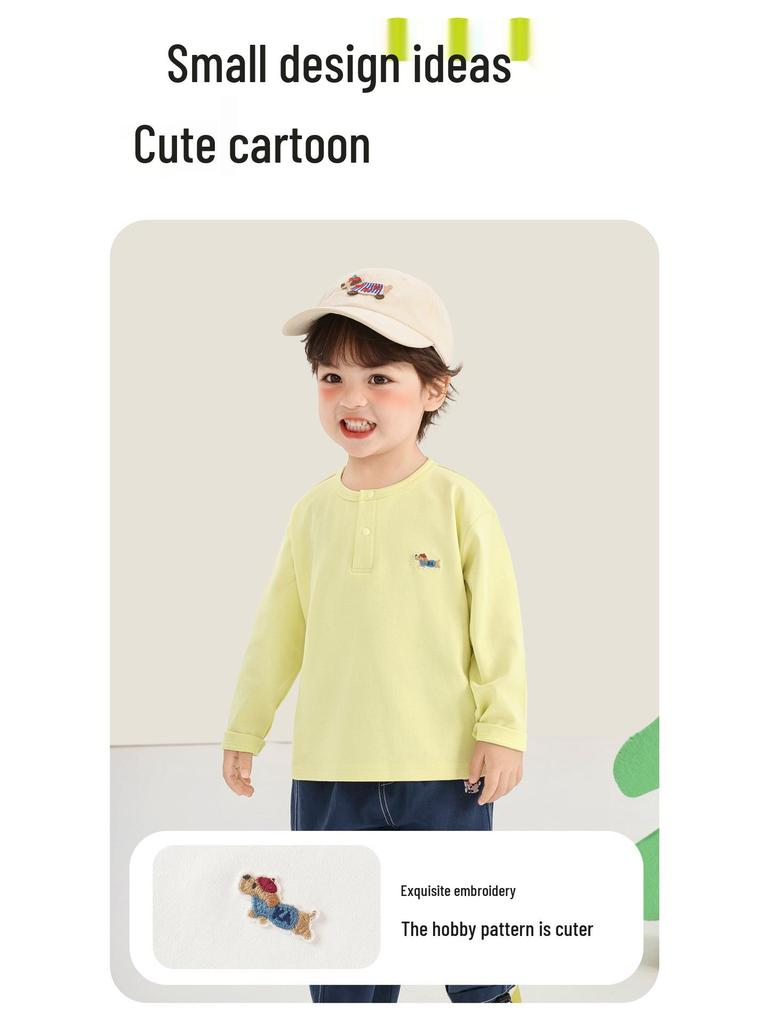 Kaka Panda Kids' Long Sleeve Spring T-shirt - Trendy Base Layer for Boys and Girls