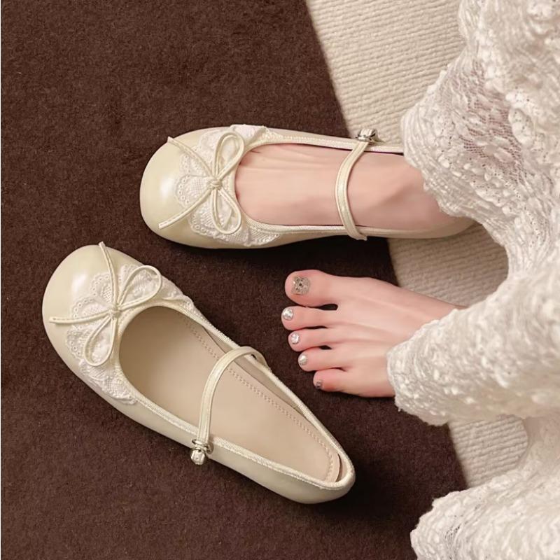 Fashion 2025 Spring Autumn Bow Lace Women Mary Jane Shoes Fashion Shallow Ladies Elegant Outdoor Single Shoes Women Loafers Ballet Flats