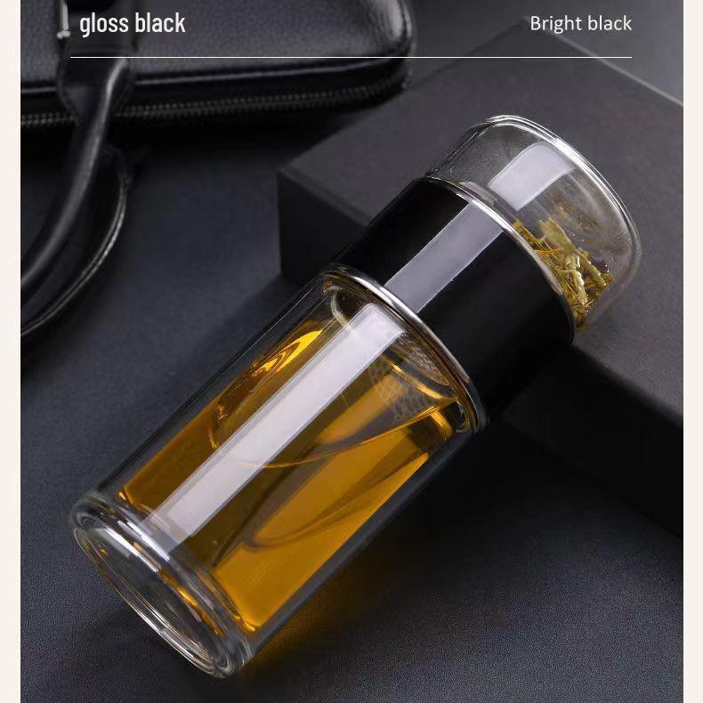 Women's Portable Tea Brewing Cup with Tea-Water Separation - Glass Tea Ceremony Gift, Office Mug with Printable Logo