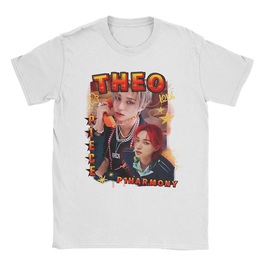 P1Harmony Theo Korean Group KPop Unisexs T Shirts  Novelty Tees Short Sleeve Round Collar TShirt 100 Cotton Gift Idea Clothes