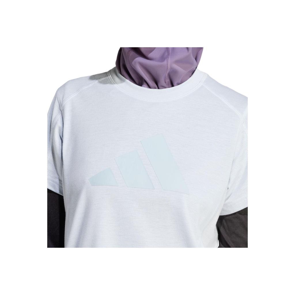 Adidas Essential Large Logo Print Round Neck Sports Short Sleeve T-Shirt Women T-Shirts Light-Gray-Blue IT0548