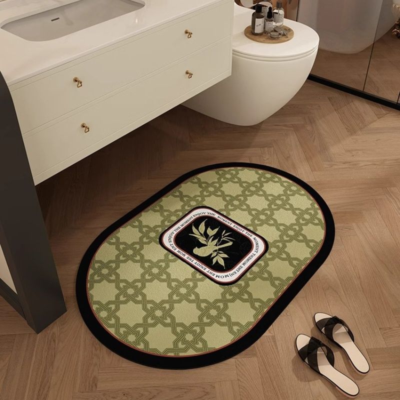 Bathroom Absorbent Floor Mat, Diatomaceous Earth Quick Drying Retro Bathroom Anti Slip Foot Mat, Toilet Dirt Resistant