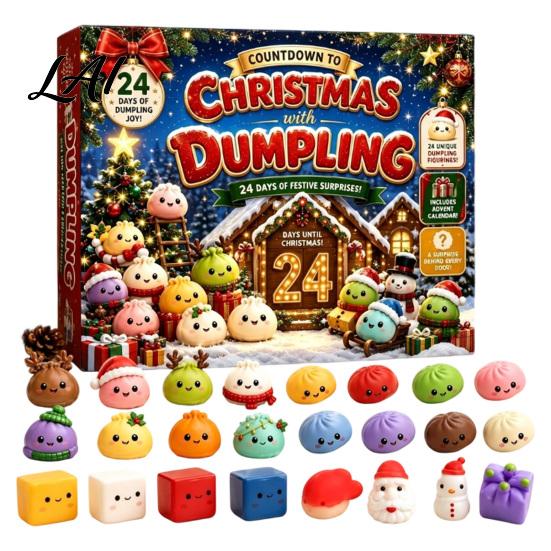 Unique Collectible Toy Advent Christmas Squeeze Dolls 2026 Calendar, 24-Day Dumpling Bun Fidget Party