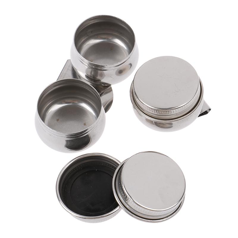 Stainless Steel Drum Painting Palette Oil Paint Pot Single Double Hole Dipper