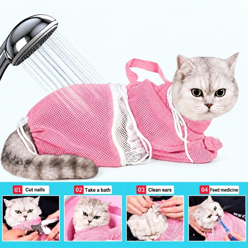 With Handle Cat Bathing Bag Adjustable Cat Shower Bag Convenient Cat Restraint Bag for Cat Care