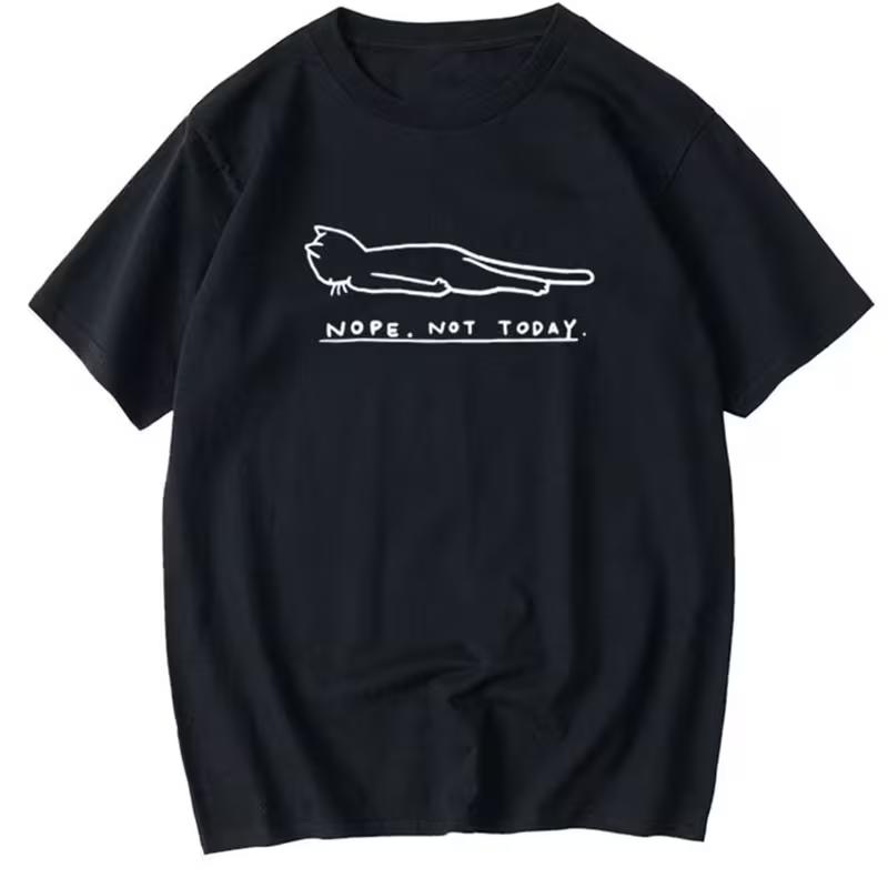 

Cartoon Lazy Cat Illustration Loose Top Unisex Casual T Shirt Streetwear Daily Wear Oversized Breathable Soft Tee AllSeason S