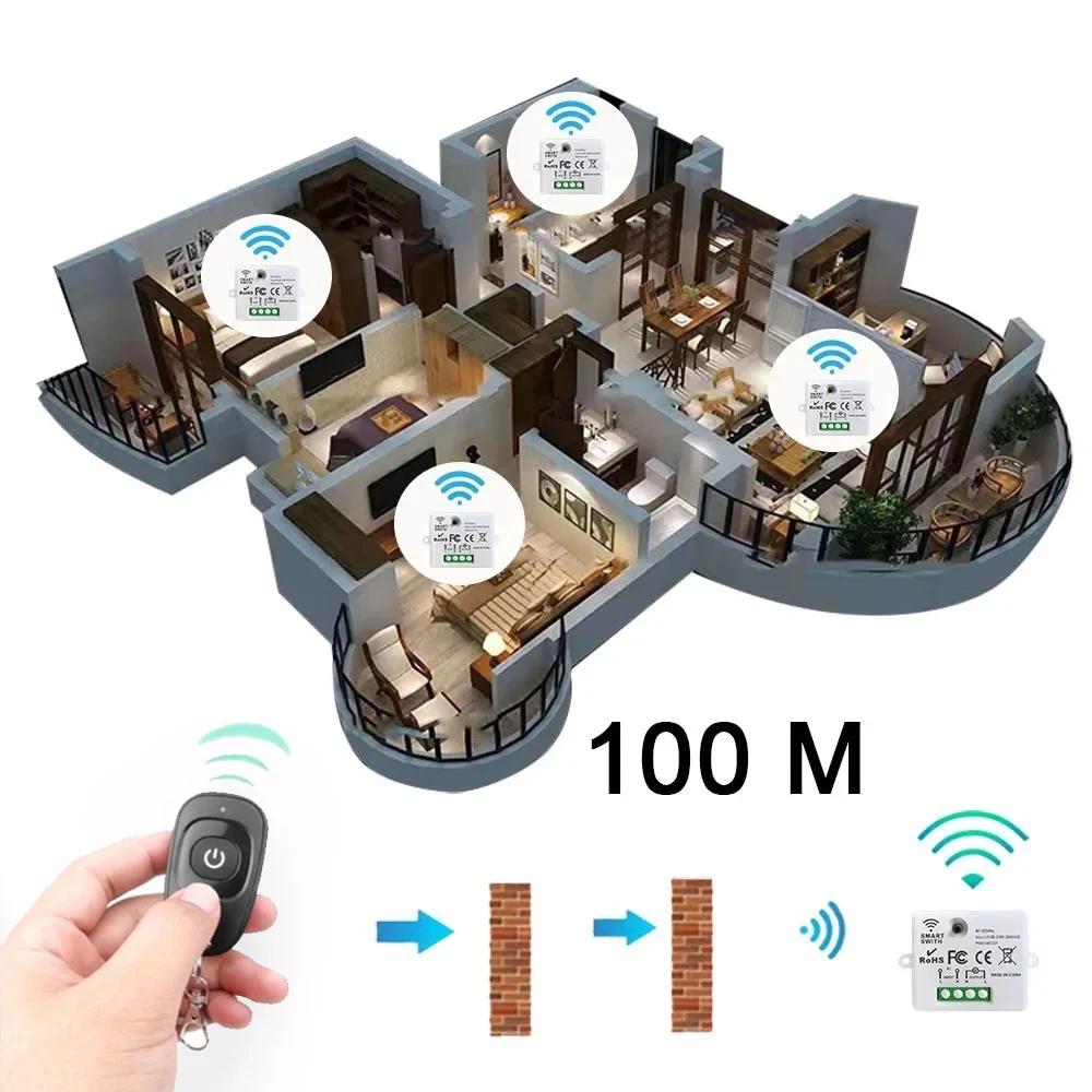 433MHz Wireless Remote Control Light Switch 220V 110V 10A Relay Controller Mini Single-button Wall Panel Switch For Lighting Led