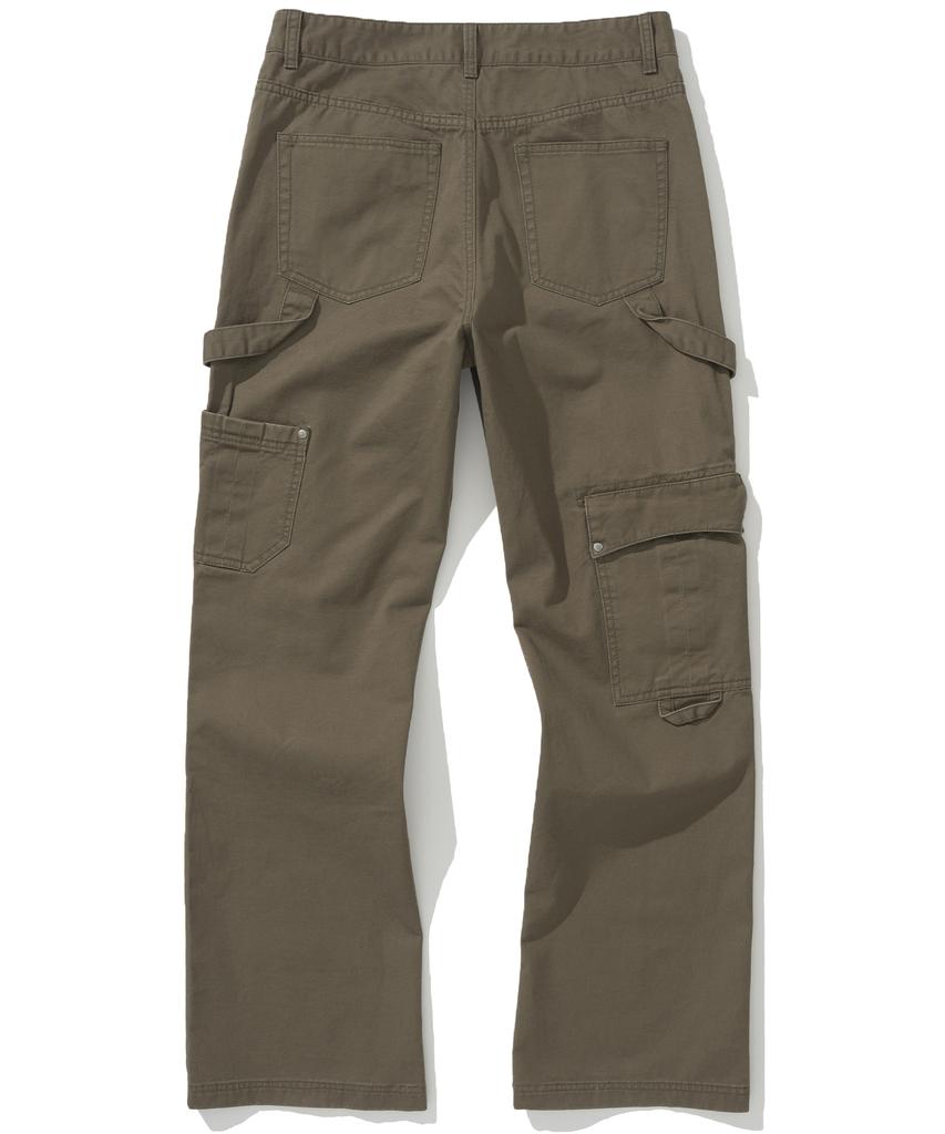 NOT4NERD Double Knee Carpenter Flare Fit Cotton Pants - Khaki