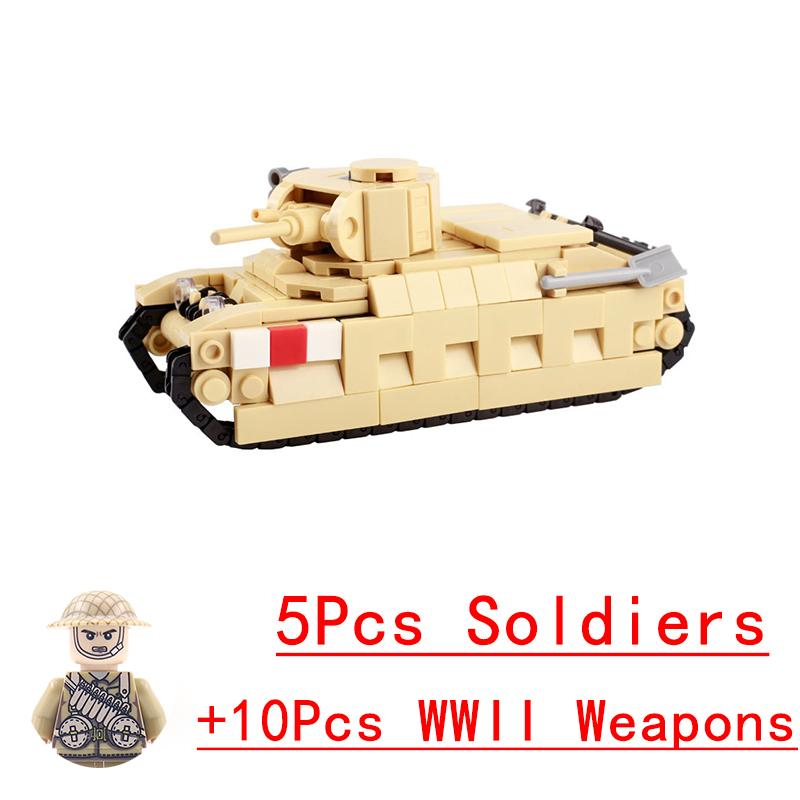 Non-Toxic Wwii Military North African Campaign Wheeled Armored Vehicle Tank Cannon Soldier Figures Building Blocks Weapon Truck Army Toy