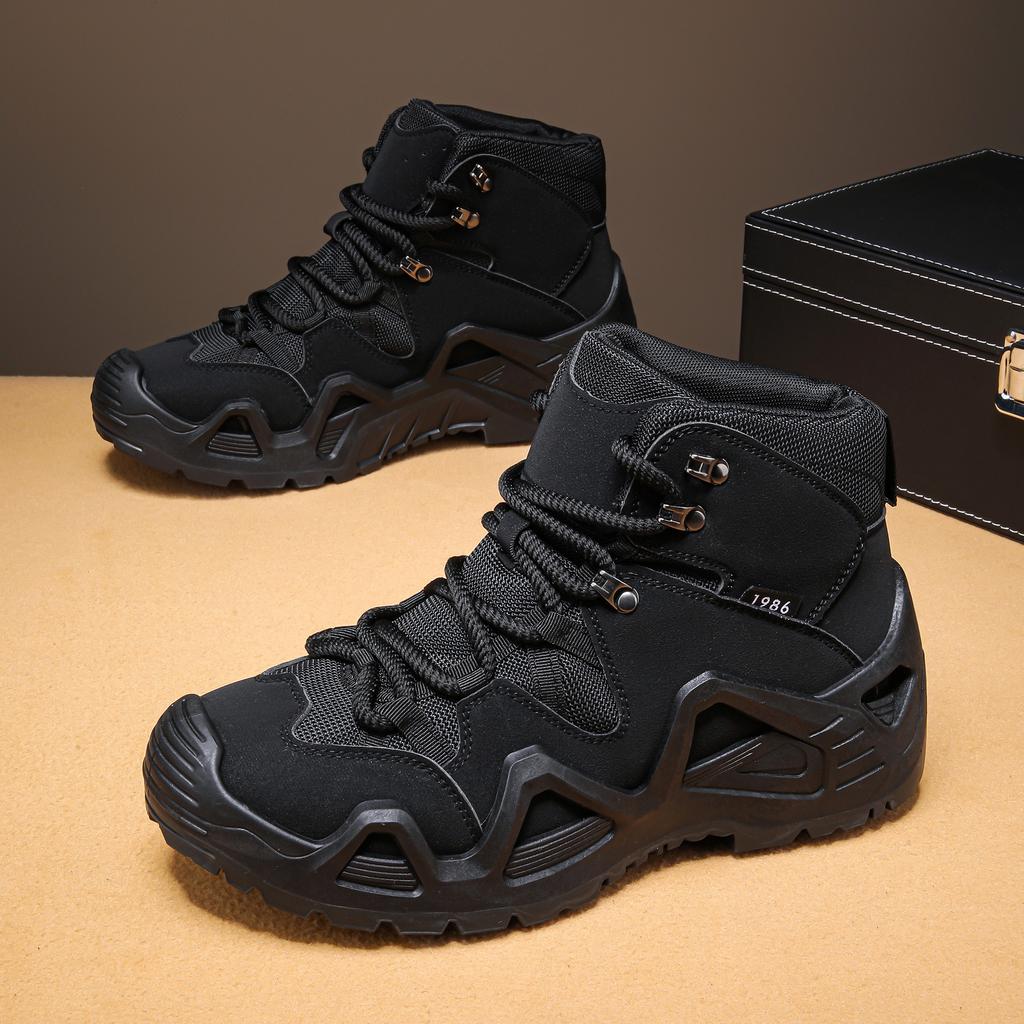 Men'S Mid Top Boots, Outdoor Sports Shoes, Hiking Shoes, Anti Slip Trendy Workwear Shoes, Training Shoes, Sports Shoes