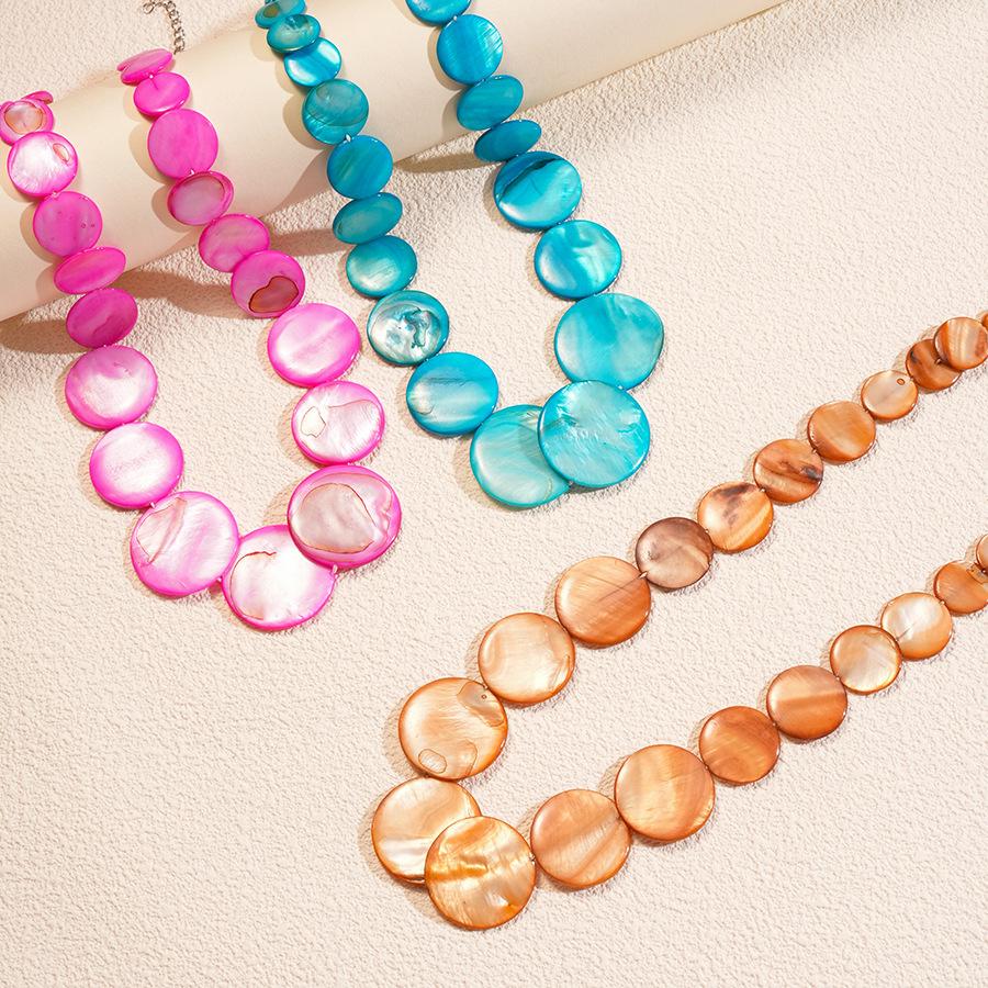 Shell Beaded Round Gradual Change Clavicle Chain Holiday Style Personality Necklace