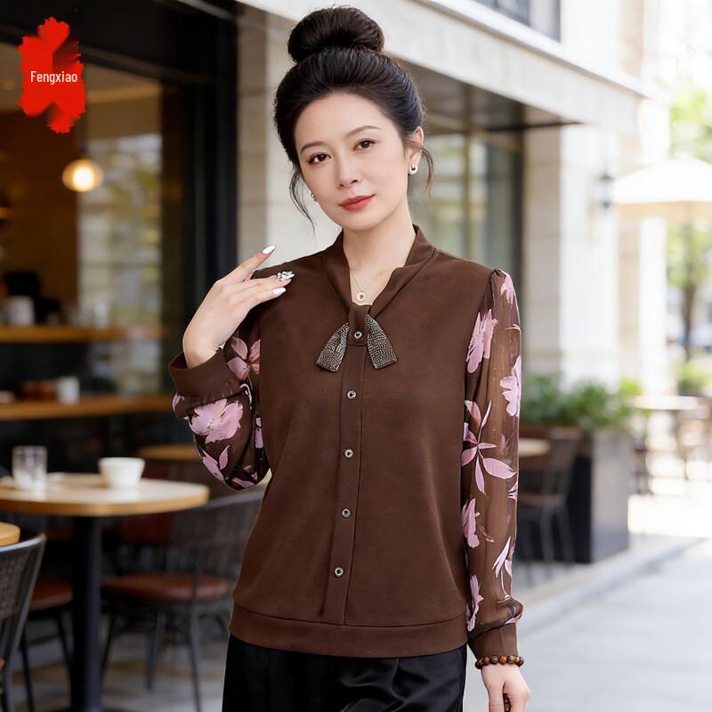 Women s Faux Two-Piece Leopard Print Patchwork Shirt 2XL