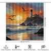 Sonnenuntergang Ozean Leuchtturm Möwe 3D Gedruckter Duschvorhang Wasserdichte Badezimmerdekoration Hausdekoration (180X240Cm)