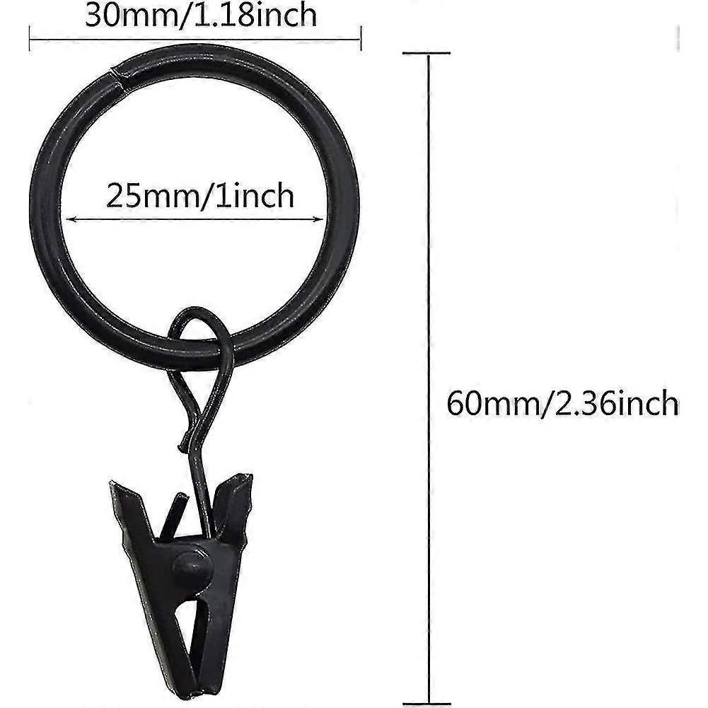 Curtain Rings With Clips, Decorative Rings, Rustproof, Vintage Style, 2.5 Cm