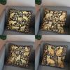 2D Golden Cats On Berry Branches Pillow Cover Pattern Cushion Cover Suitable For Sofa Bedroom Car Pillow Cover
