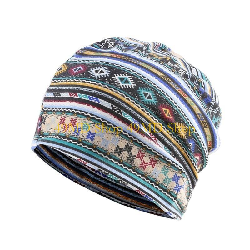 

49MD Stylish Women Lace Headscarf Hat with Soft Breathable Fabric Digital Printing Headwrap Hat for Various Occasion Outfit