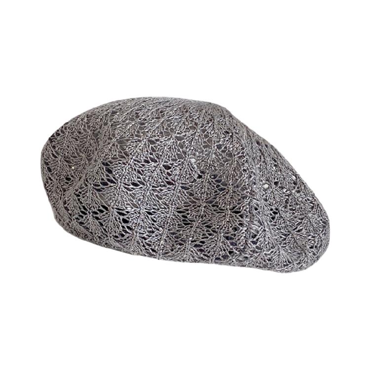 Breathable Hollow Knit Beret Hat Classical French Design Suitable For Most Head Sizes