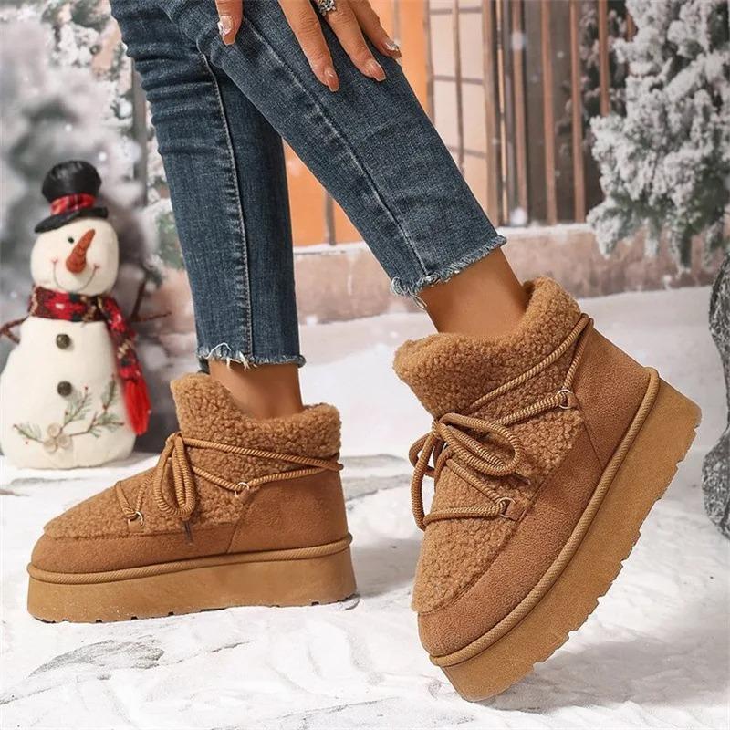 Fashion Women's Boots Thickened Plush Warm Snow Boots 2026 Winter New Fluffy Ankle Boot Outdoor Non-slip Platform Boots for Women Botas