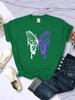 White And Purple Butterflies Personality Funny Print T-Shirt Women Summer Breathable Short Sleeve Soft Comfortable T Shirt Tees
