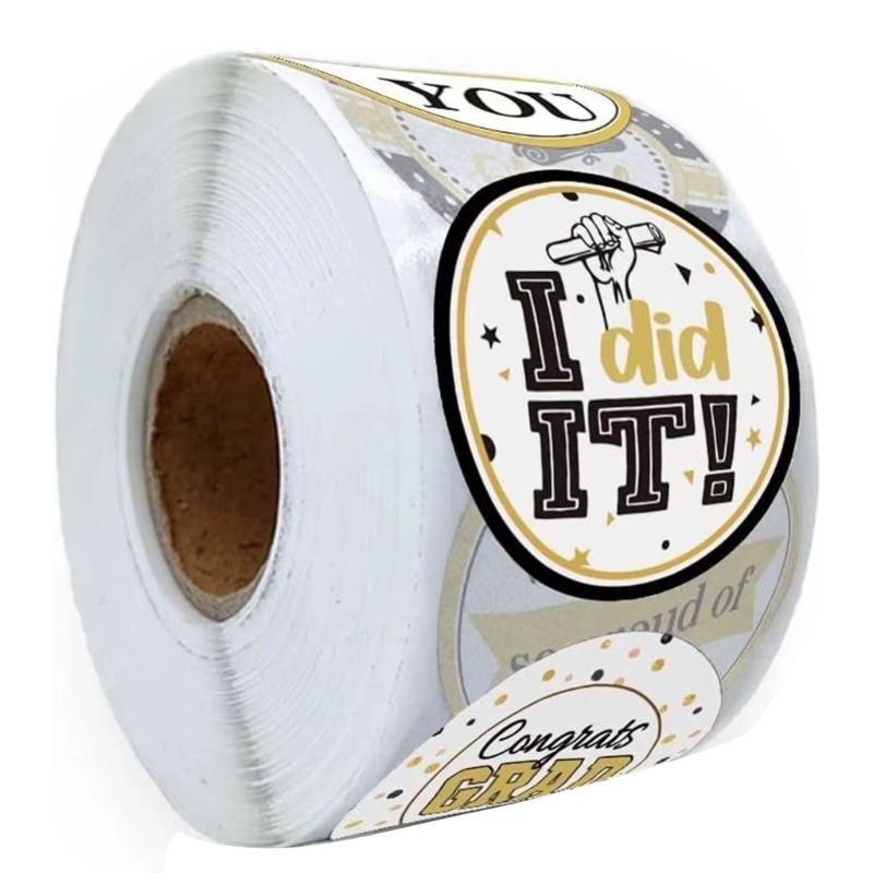 500 Pcs Round Graduation Sticker Congrats Grads Labels Graduation Caps Sticker Party Supplies