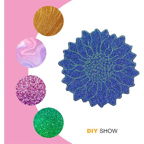 Angel Wings Shiny Glossy Sunflowers Shape Silicone Mold Epoxy Resin Molds DIY Geode Coaster Agate Mould Resin Coaster Molds DIY Cup Mats Mold Home