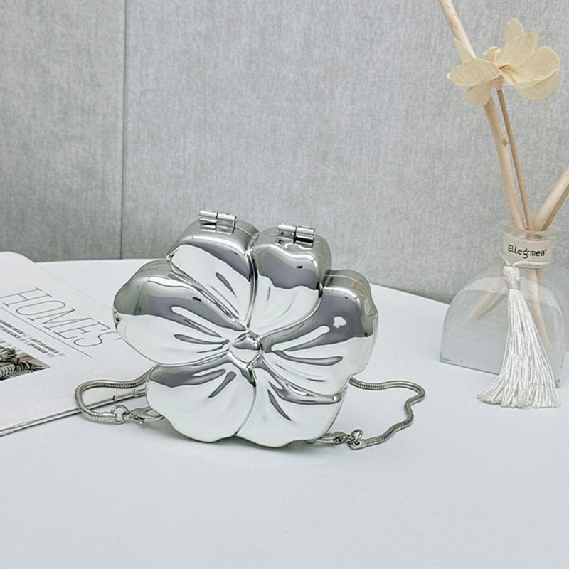 1Pc Mini Gold Silver Floral Acrylic Bag Evening Bag Purses And Handbag Shoulder Bags Party Wedding Clutch Purse