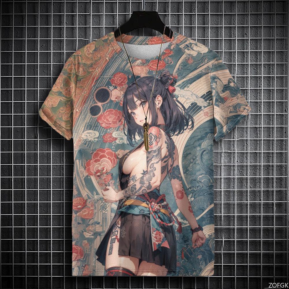 Summer Samurai Tattoo Graphic T-Shirts 3D Print Men's Short Sleeve T Shirt Hip Hop Oversized Y2K Harajuku Tees Tops Kid Clothing