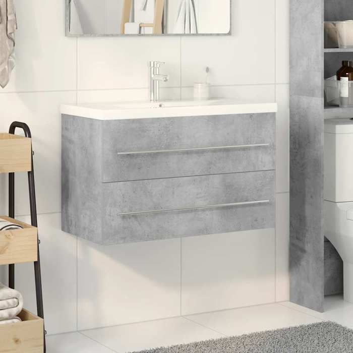 VidaXL Ensemble de meubles de salle de bain 2 pcs gris béton 3324962