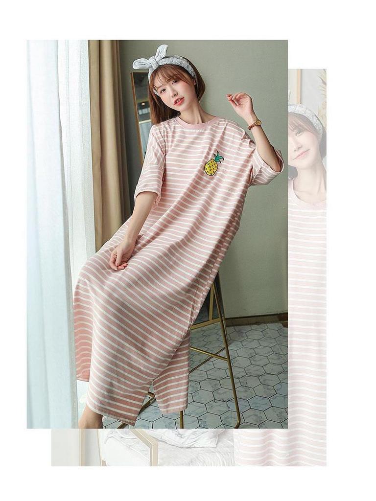 Popular Summer Milk Silk Cartoon Nightdress for Women - Short Sleeve, Loose Fit, Ideal for Students