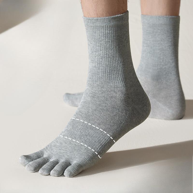 Male Autumn and Winter Cotton Anti Bacterial Deodorant Breathable Sweat In The Tube Five Finger Socks