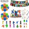 Regenbogen Roblox Freunde Partyzubehör Banner Kuchenaufsatz Luftballons Kindergeburtstag