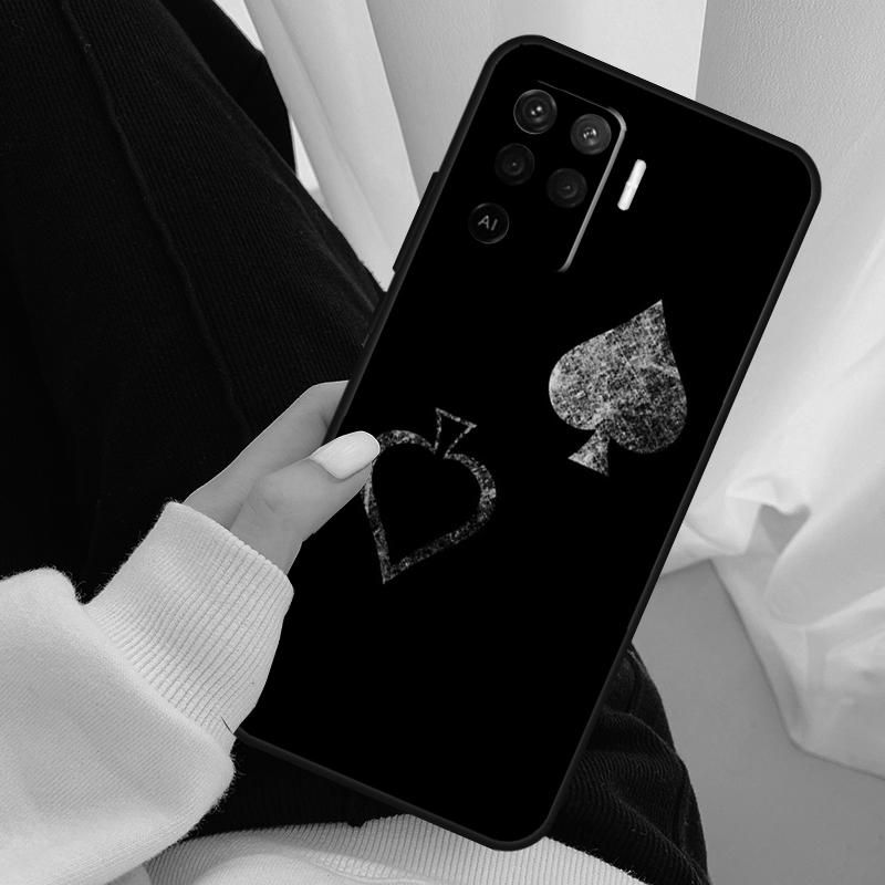 Ace of Spades Poker Case For Oppo A40 A60 A80 A5 Pro A15 A16 A17 A57 A77 A94 A74 A54 A76 A96 A18 A38 A58 A78 A98