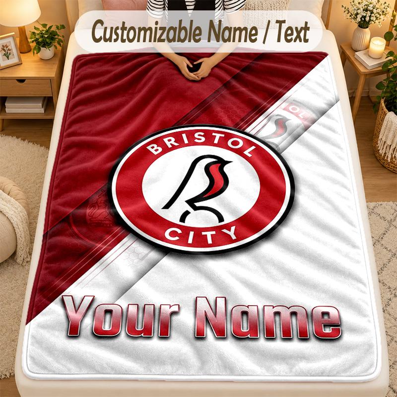 Flannel BlanketBristol City Custom Name Text Personalized Soft Warm Throw Blanket Home Decor Gift