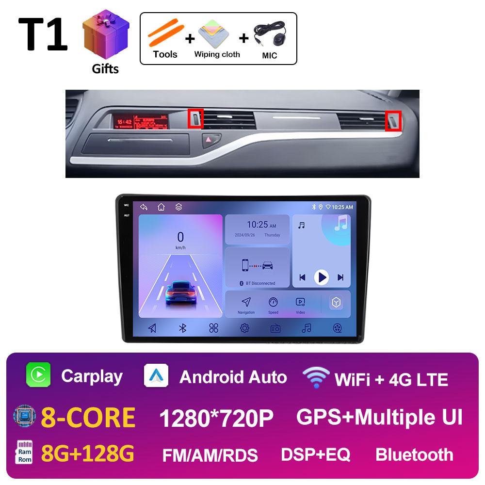 GPS Navigation Android 14 For Citroen C5 2008 2009 2010 2011 2012 2013 - 2017 Car Multimedia Radio Video Player QLED IPS Screen