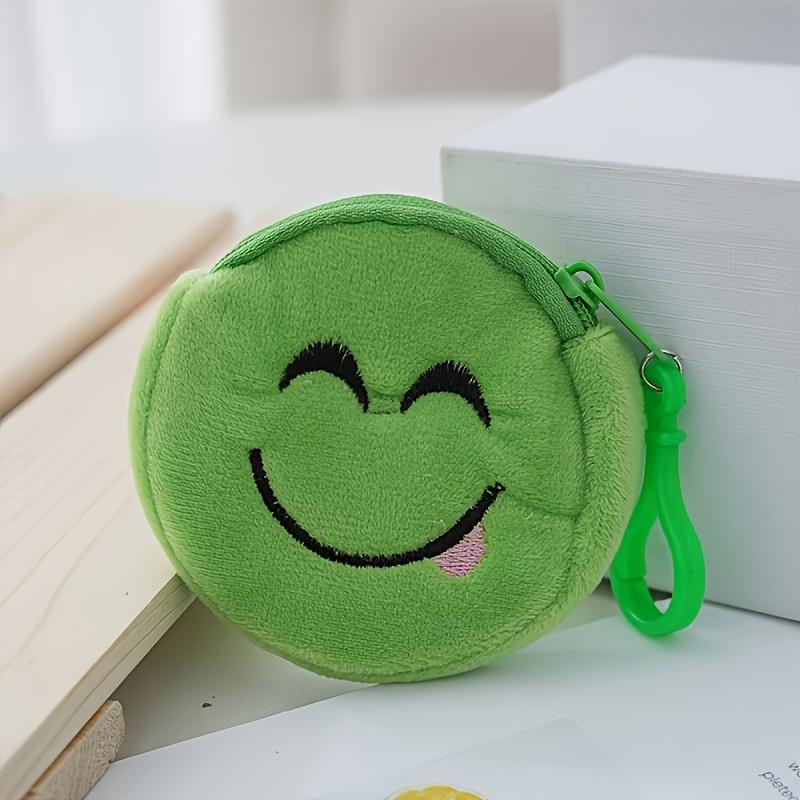 10pcs Cartoon Plush Coin Purses with Various Expressions, Ladies' Wallets, Colorful and Adorable Zippered Keychain Purse