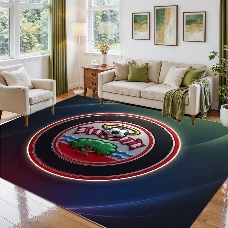 Southampton Football Design Crystal Velvet Rug Soft Decorative Mat for Bedroom Entrance