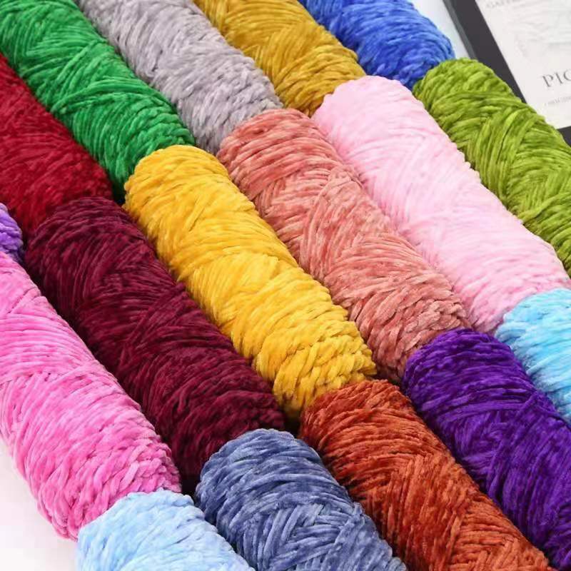 1pc 100g Chenille Yarn Soft Thick Velvet Yarn Handmade DIY Crafts Dolls Crochet Yarn Line for Knitting Scarf Hat Sweater
