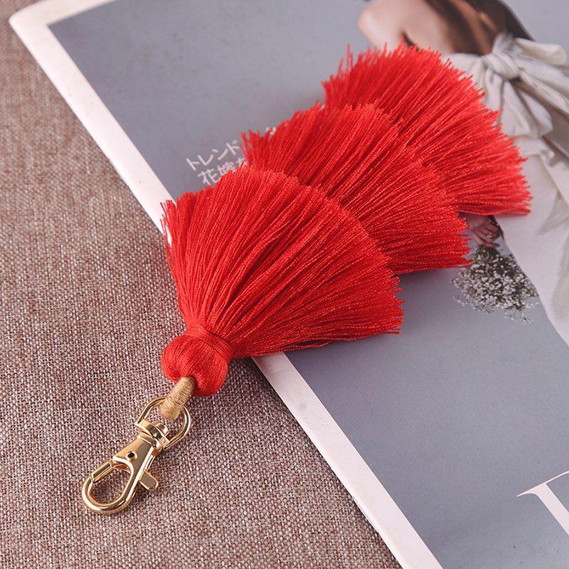 Three-Layer Cotton Tassel Pendant Bag Ornaments Ethnic Style Fashion Keychain Bohemia 3-Layer Tassel Pendant