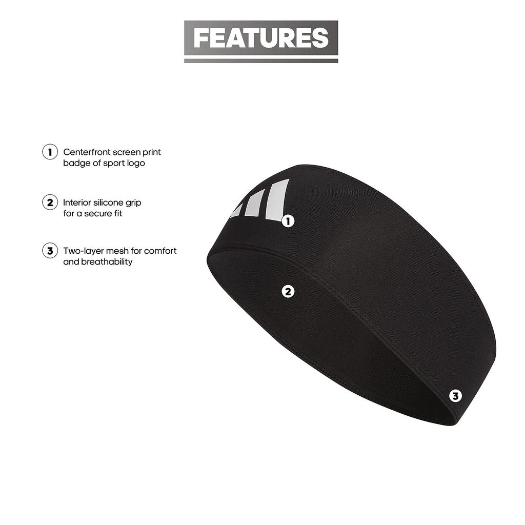 adidas Unisex Adult Alphaskin Wide Fit Sports One Size Headband, Black/White,