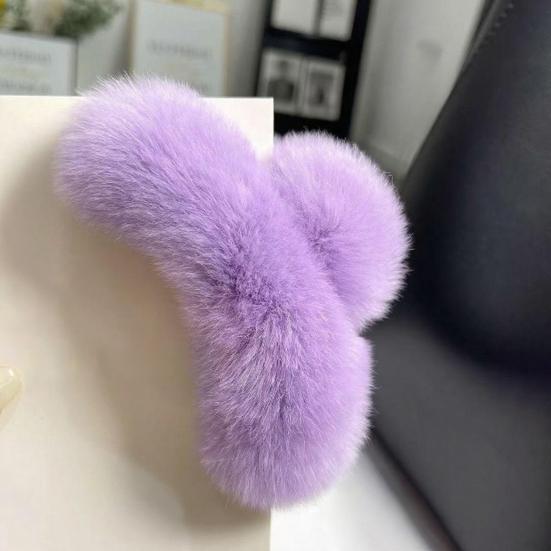 Hair Claw Soft Plush Cover Women Hair Clip Strong Spring Back Head Hair Clamp Party Holiday Hair Accessory
