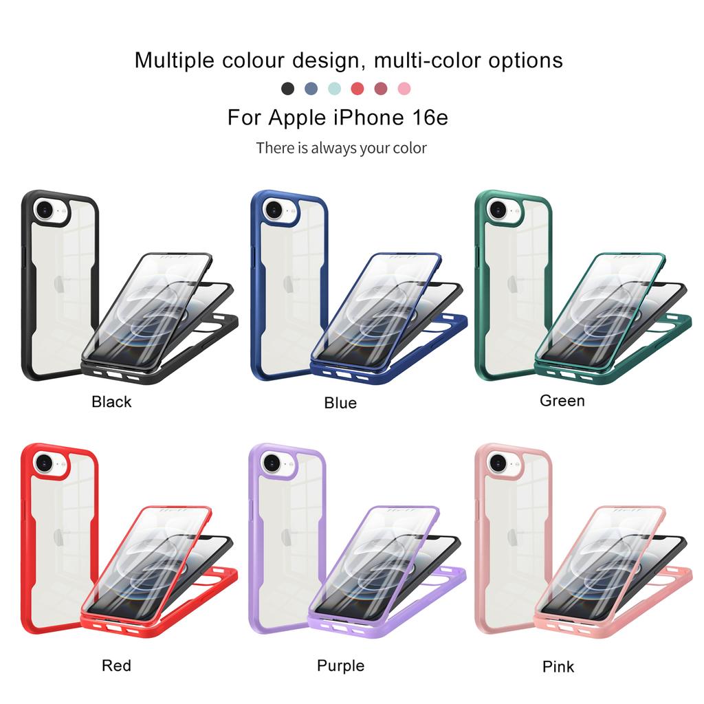 Pro iPhone 16e 360 Obal na telefon Plné krytí Ochrana Ochranná fólie na displej Ochrana objektivu fotoaparátu Nárazníkový kryt Funda